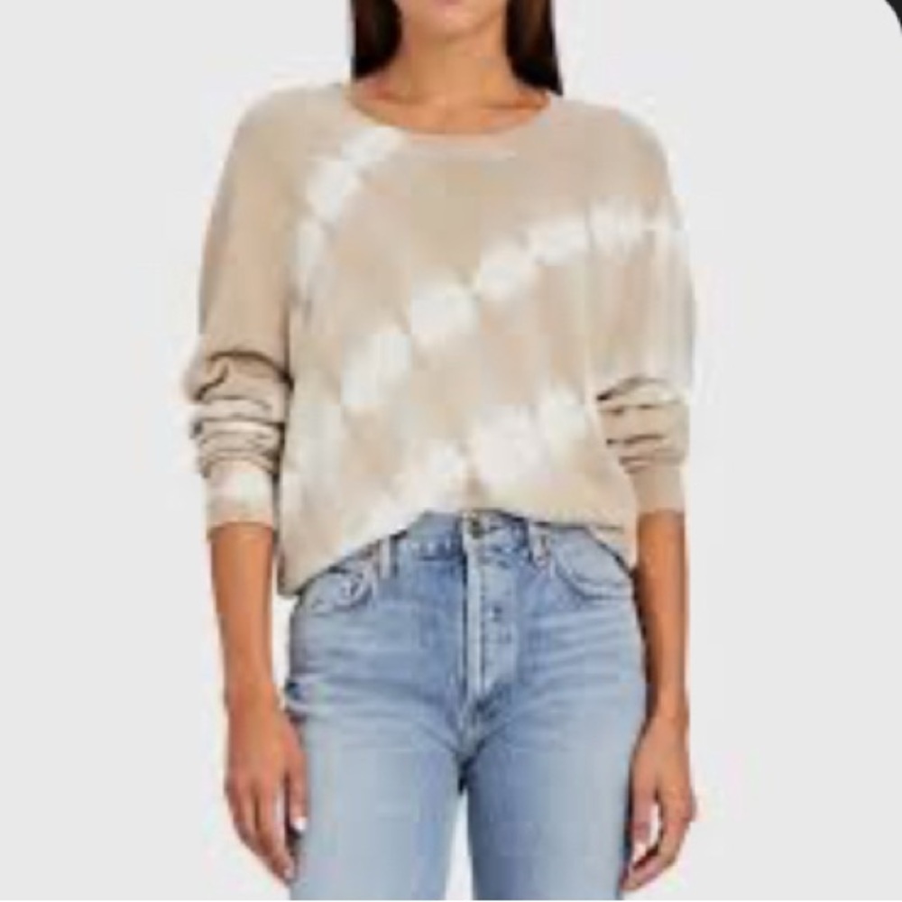 Veronica Beard Beige and White Tie-Dye Sweater